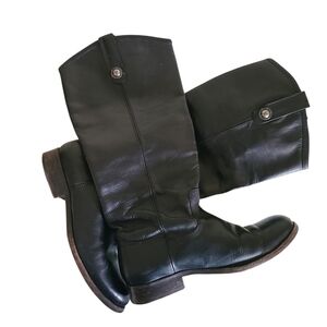 frye genuine leather melissa button riding boots extended calf black size 6B